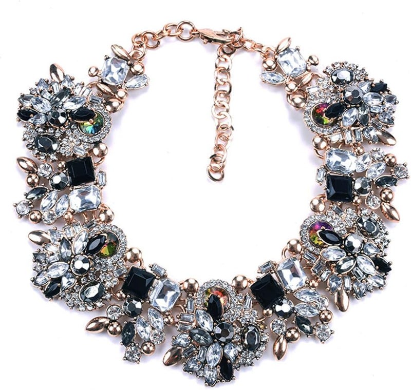 Zthread Bib Statement Necklace Colorful Glass Crystal Collar Choker Necklace for Women Fashion Accessories - Image 1